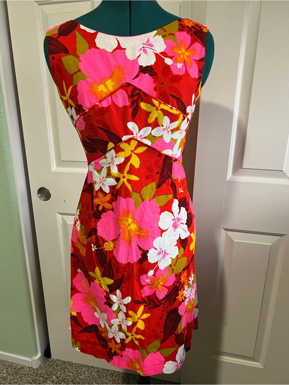 Vintage Tiki Aloha cotton barkcloth Dress from Pennys Hawaii sz 4/6